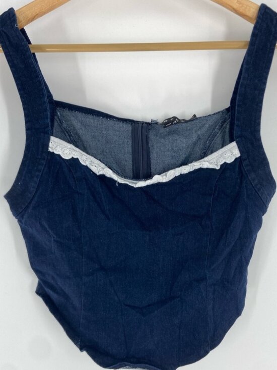 Tops - Blue Crop Tank Top Size M Gently Used☪